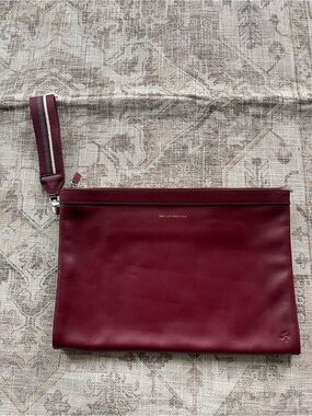 WANT Les Essentiels Barajas Burgundy Leather Double Zip Pouch